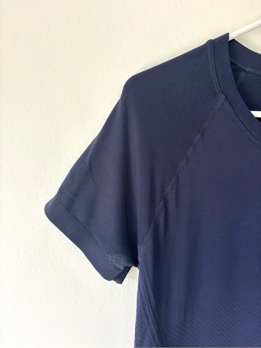 Quince Navy Blue Spandex Athletic Short Sleeve T-shirt Workout Sporty Athleisure